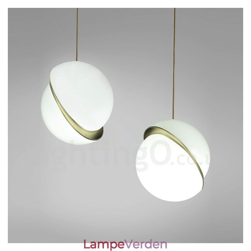 Moderne moderne kobber pendel med glasskærm