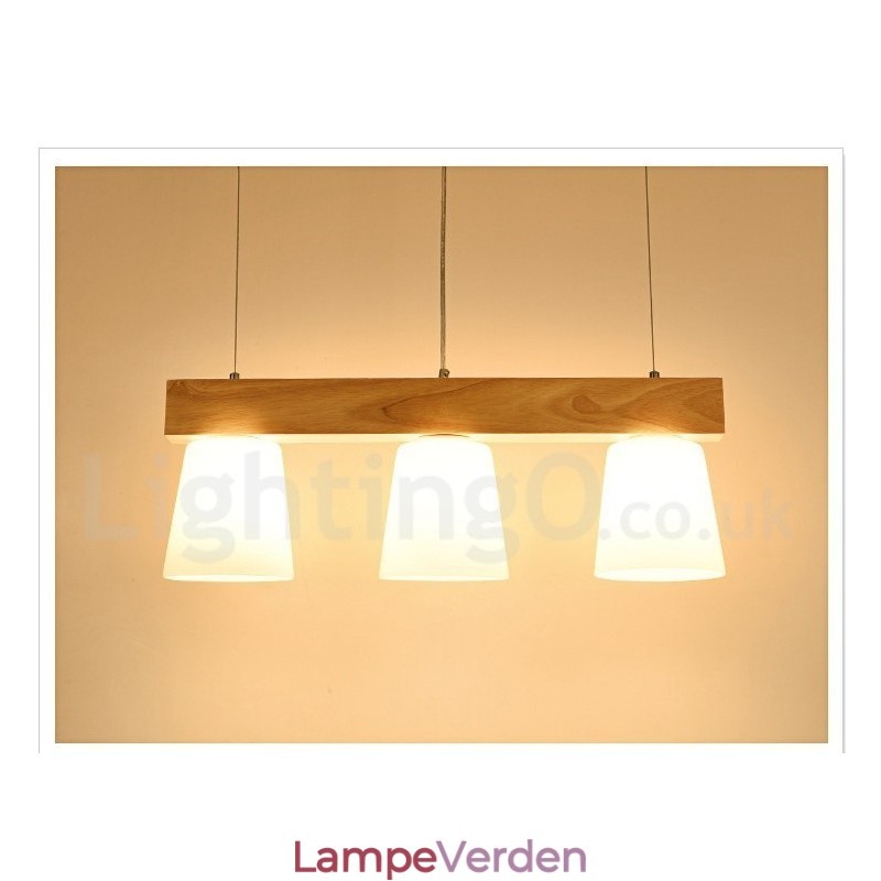 3 lys moderne moderne træ pendellampe