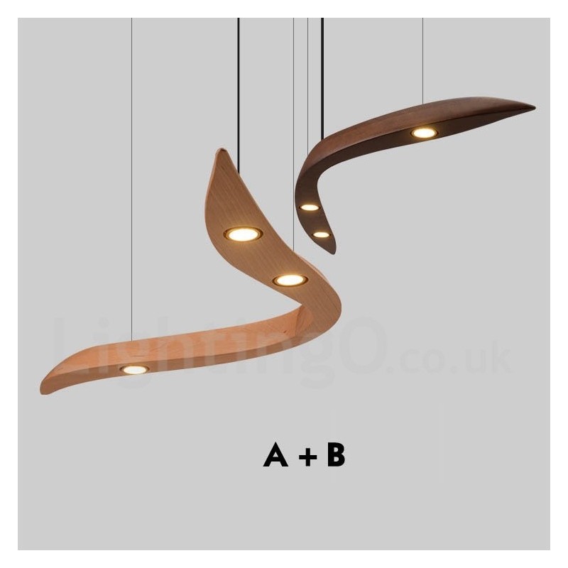 Modern Contemporary Wood 3 Light Pendel Light