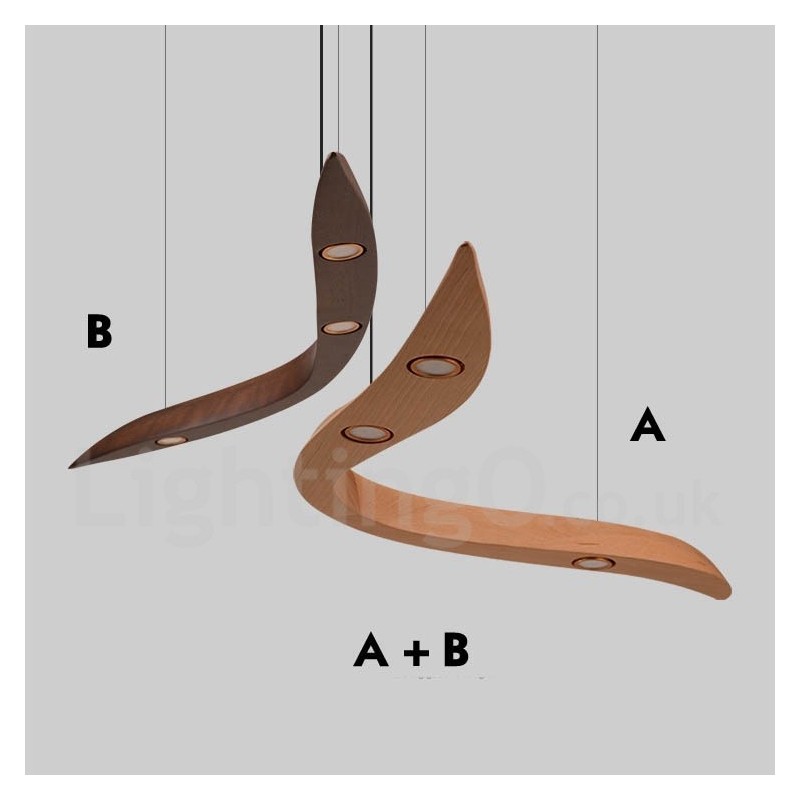 Modern Contemporary Wood 3 Light Pendel Light
