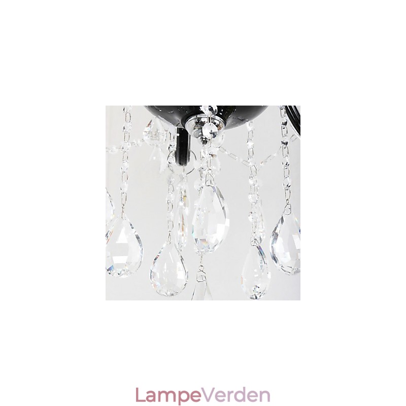 6 lys krystal lysekrone i sort design accent