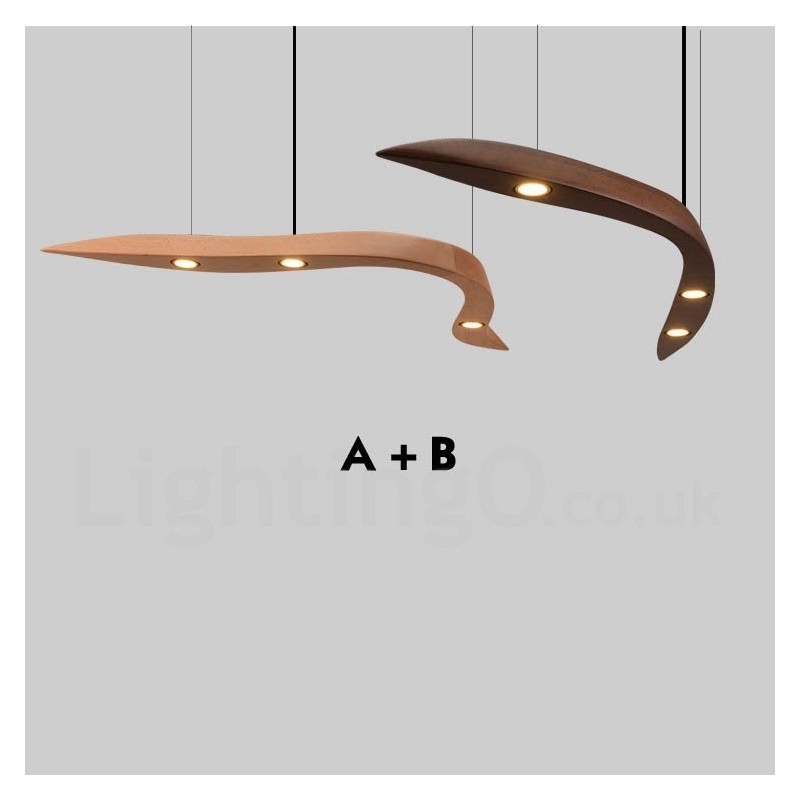 Modern Contemporary Wood 3 Light Pendel Light