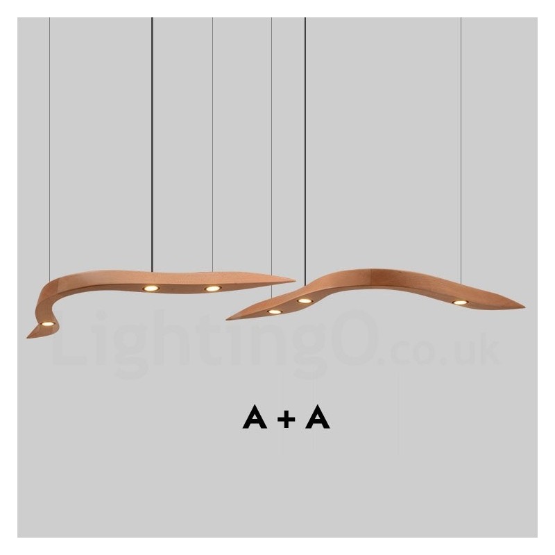 Modern Contemporary Wood 3 Light Pendel Light
