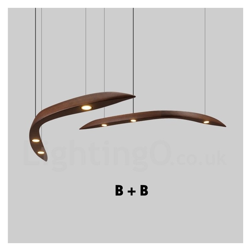 Modern Contemporary Wood 3 Light Pendel Light