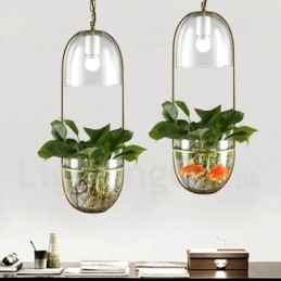 Rustik Lodge Metal Glas Pendel Light