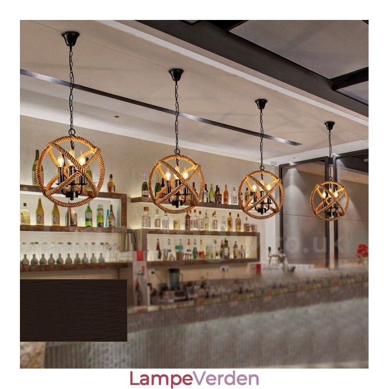Country Hemp Rope 3 Light Vintage Pendel Light