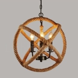 Country Hemp Rope 3 Light Vintage Pendel Light