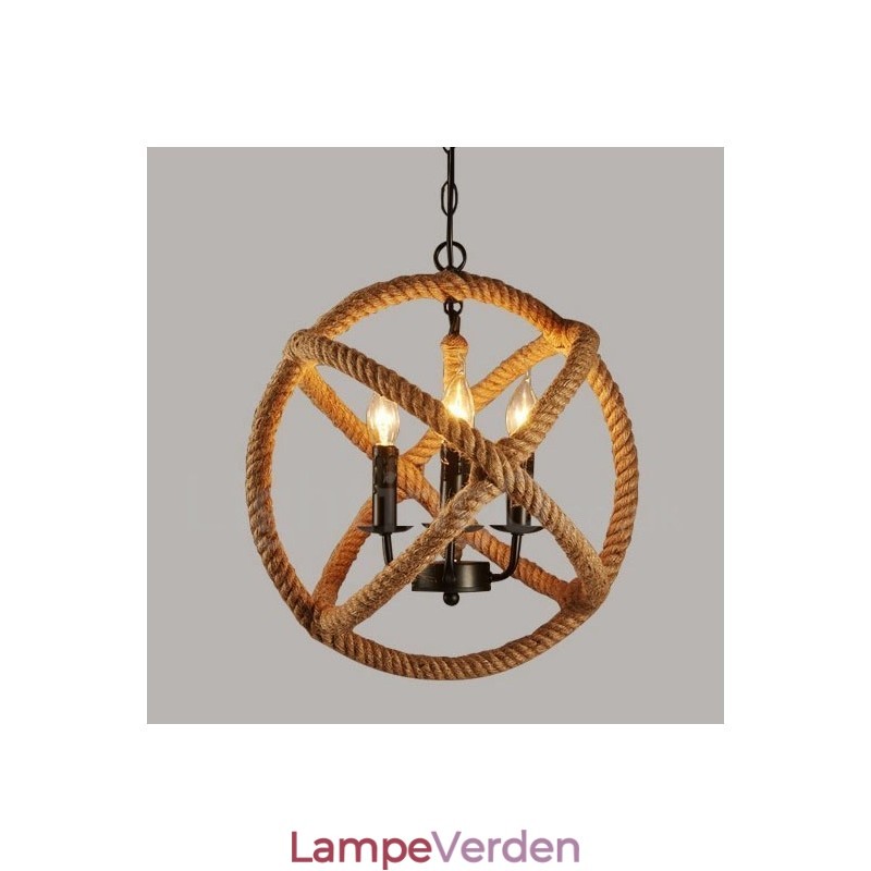 Country Hemp Rope 3 Light Vintage Pendel Light