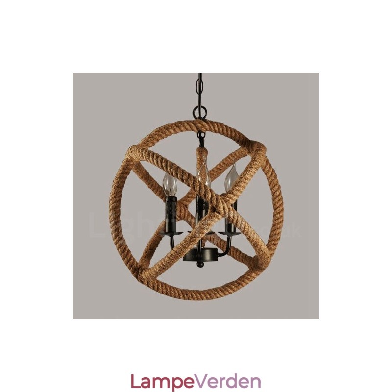 Country Hemp Rope 3 Light Vintage Pendel Light