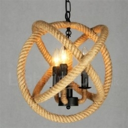 Country Hemp Rope 3 Light Vintage Pendel Light