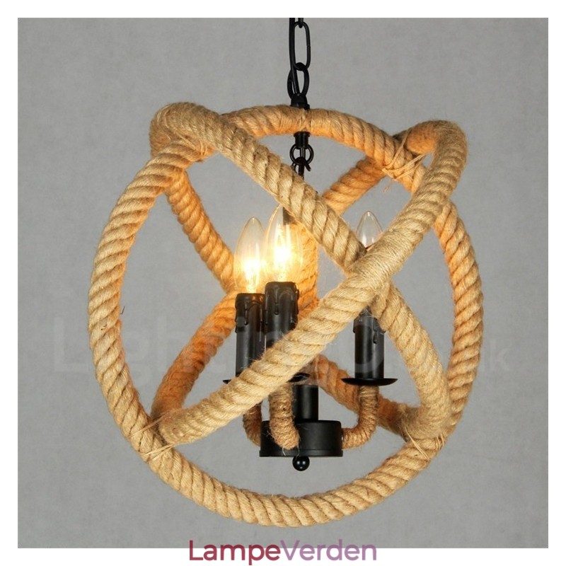 Country Hemp Rope 3 Light Vintage Pendel Light