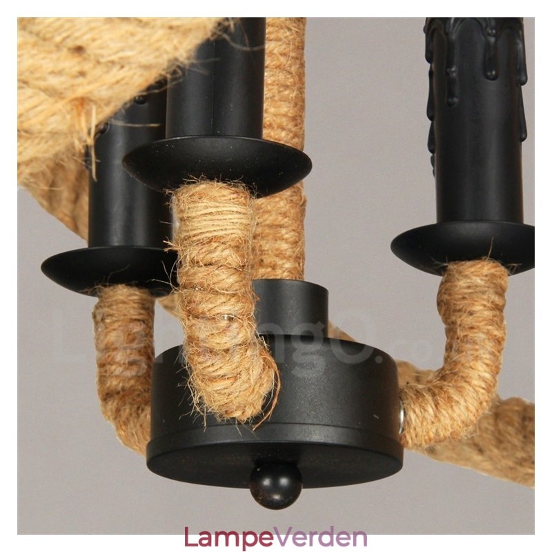 Country Hemp Rope 3 Light Vintage Pendel Light
