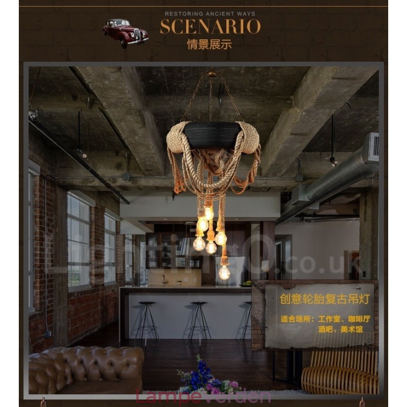 Country Vintage 6 lys pendel