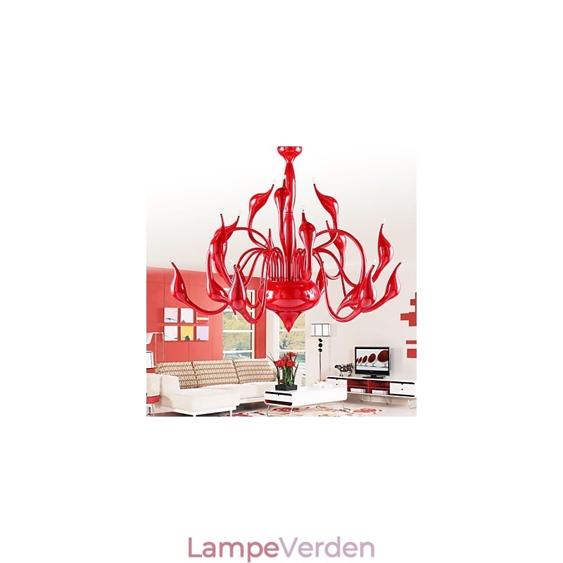 Moderne lysekrone lys 18 lys G4 rød maleri