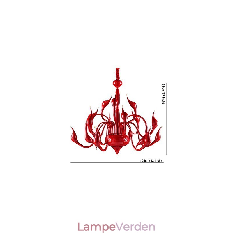 Moderne lysekrone lys 18 lys G4 rød maleri