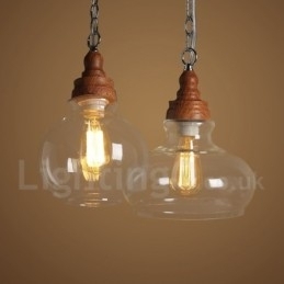 Retro vintage pendel med glasskærmlampe