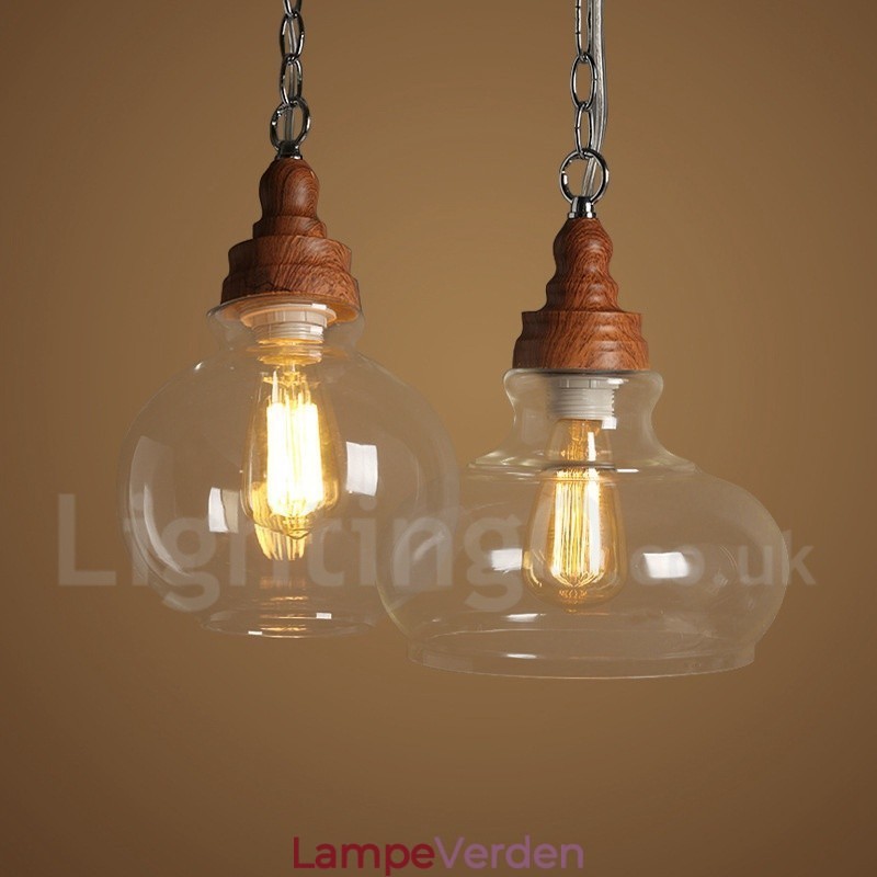 Retro vintage pendel med glasskærmlampe