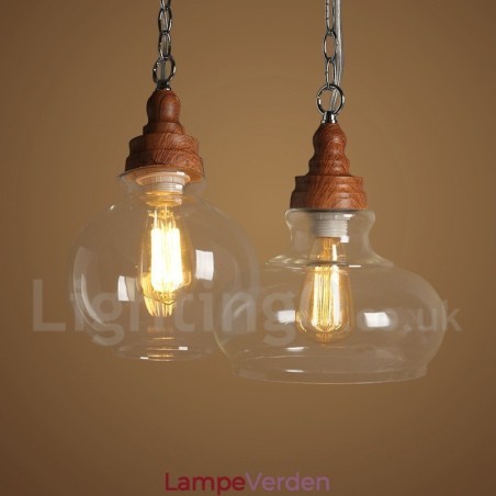 Retro vintage pendel med glasskærmlampe Retro vintage pendel med glasskærmlampe