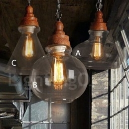 Retro vintage pendel med glasskærmlampe