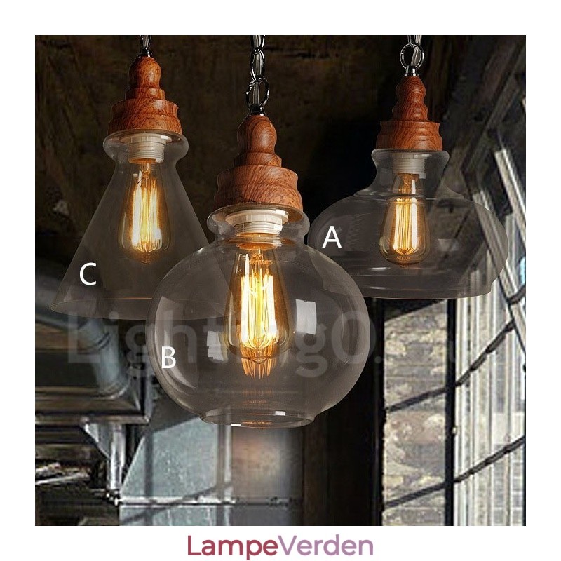 Retro vintage pendel med glasskærmlampe