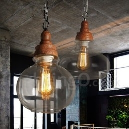 Retro vintage pendel med glasskærmlampe