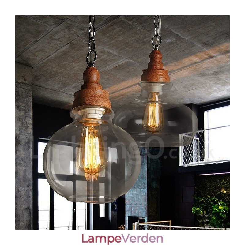 Retro vintage pendel med glasskærmlampe