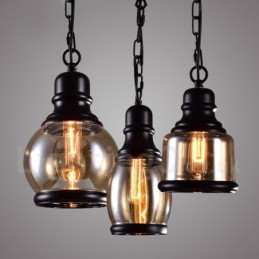 Retro vintage pendel med glasskærmlampe