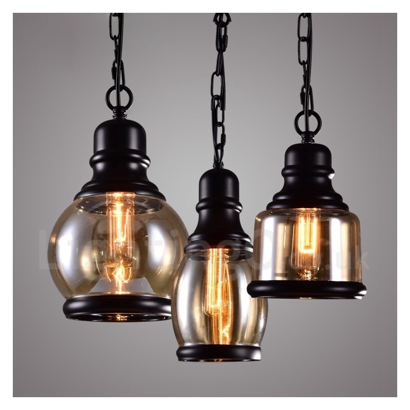 Retro vintage pendel med glasskærmlampe
