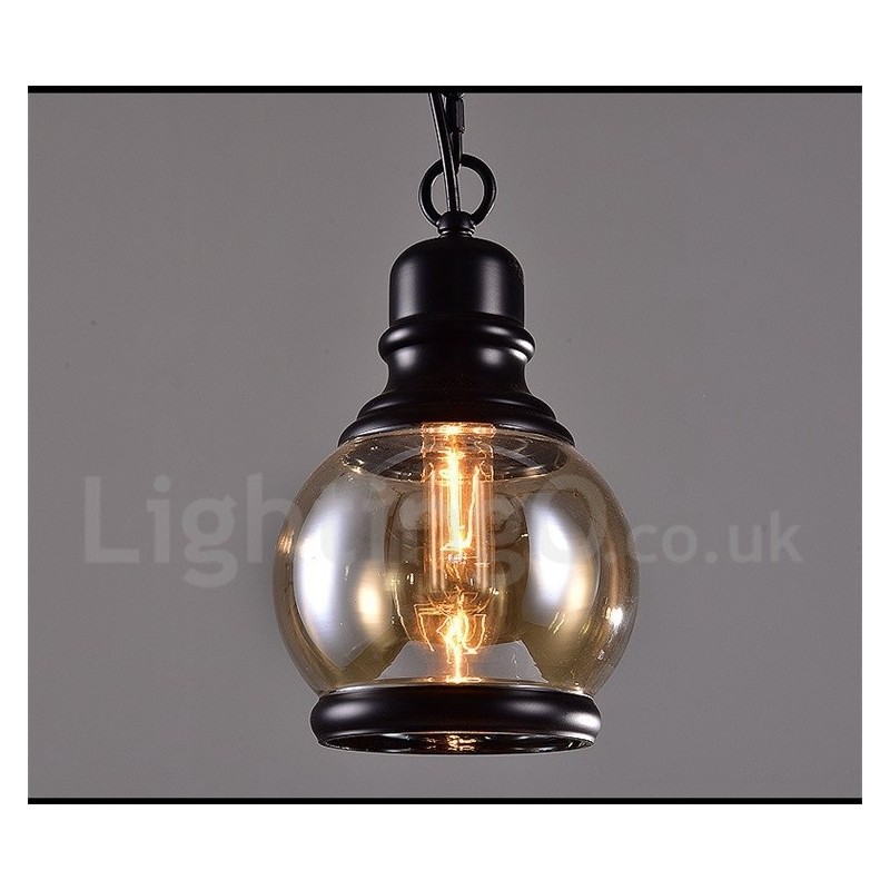 Retro vintage pendel med glasskærmlampe