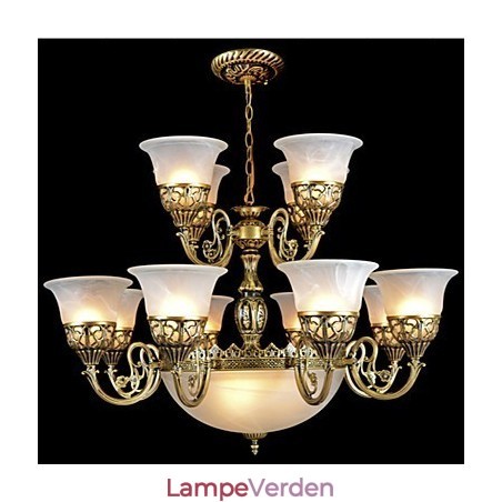Bronze lysekrone Femten Lights Moire Glas European Retro Classic Bronze lysekrone Femten Lights Moire Glas European Retro Classic