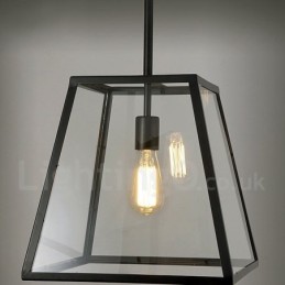 Vintage metal pendel med glasskærm