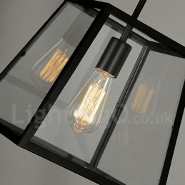 Vintage metal pendel med glasskærm