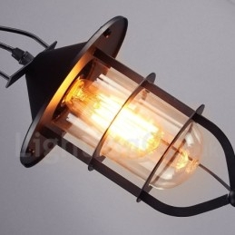 Vintage metal pendel med glasskærm