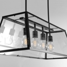 Rustik Lodge vintage metal pendel med glasskærm