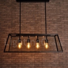 Rustik Lodge vintage metal pendel med glasskærm