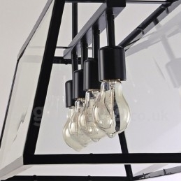 Rustik Lodge vintage metal pendel med glasskærm