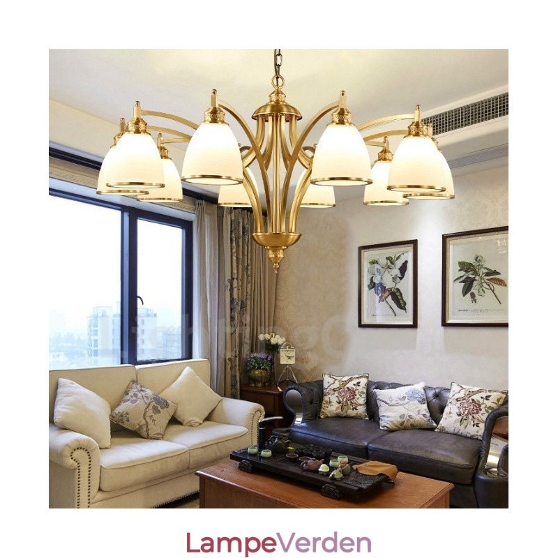 10 lys rustik hytte integreret metal kobber lysekrone