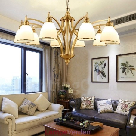 10 lys rustik hytte integreret metal kobber lysekrone