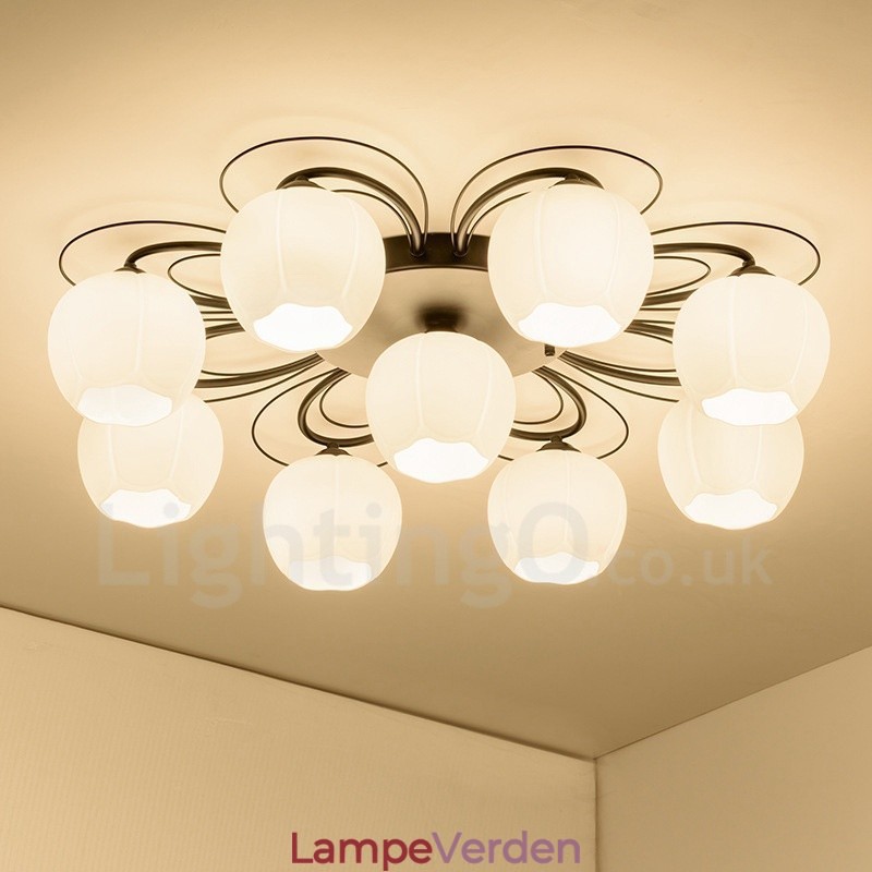 9 lys rustik hytte integreret lysekrone