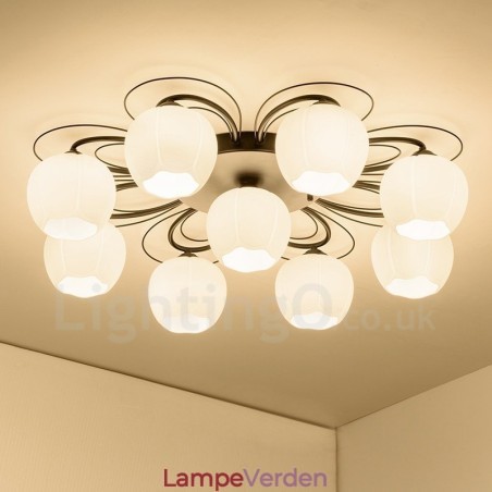 9 lys rustik hytte integreret lysekrone