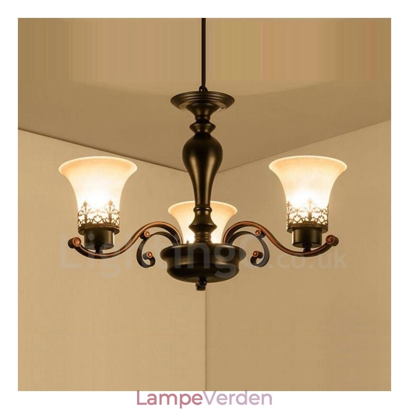 3 lys rustik hytte integreret metal lysekrone