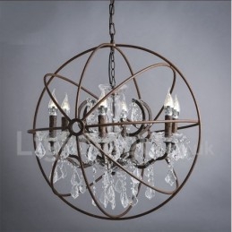 Diameter 60CM 80CM Vintage Krystal Maleri Metal Lysekrone Rusty Farve Pendel Light