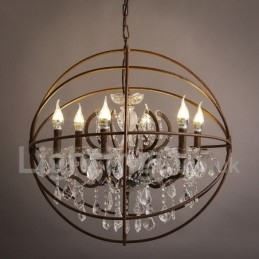 Diameter 60CM 80CM Vintage Krystal Maleri Metal Lysekrone Rusty Farve Pendel Light