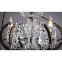 Diameter 60CM 80CM Vintage Krystal Maleri Metal Lysekrone Rusty Farve Pendel Light