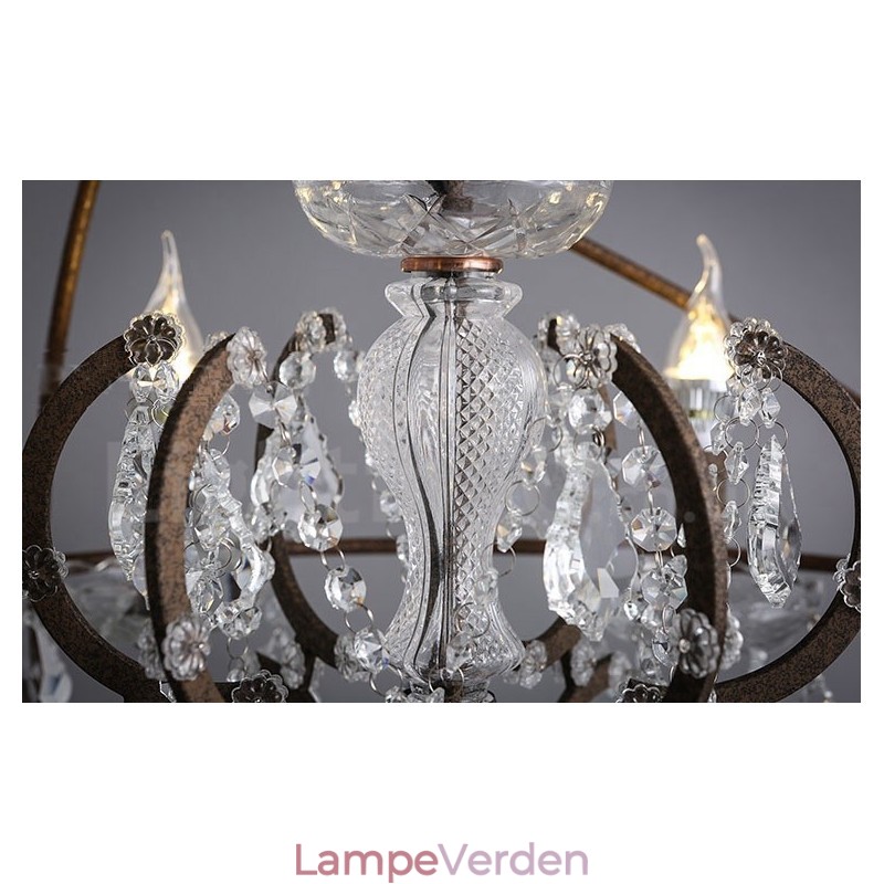 Diameter 60CM 80CM Vintage Krystal Maleri Metal Lysekrone Rusty Farve Pendel Light