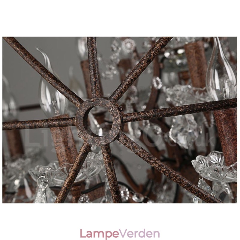 Diameter 60CM 80CM Vintage Krystal Maleri Metal Lysekrone Rusty Farve Pendel Light