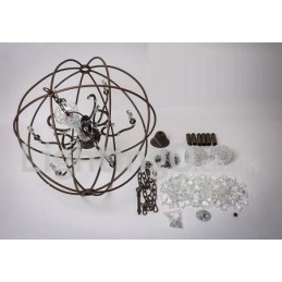 Diameter 60CM 80CM Vintage Krystal Maleri Metal Lysekrone Rusty Farve Pendel Light