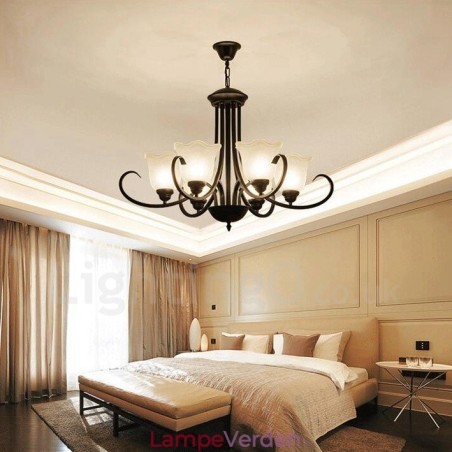 6 lys rustik hytte integreret metal lysekrone