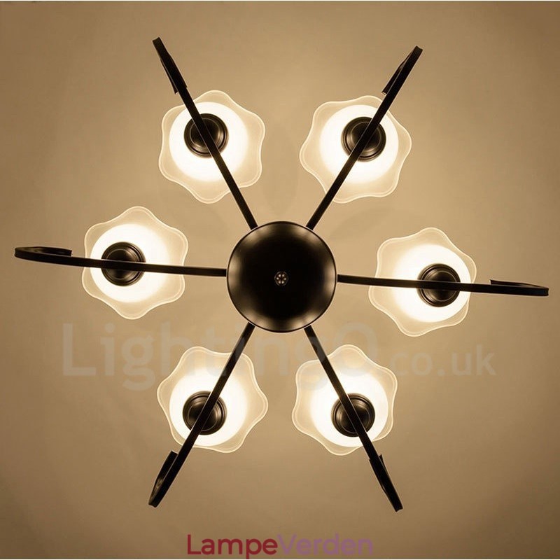 6 lys rustik hytte integreret metal lysekrone