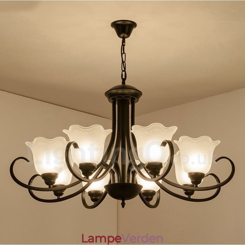 8 lys rustik hytte integreret metal lysekrone